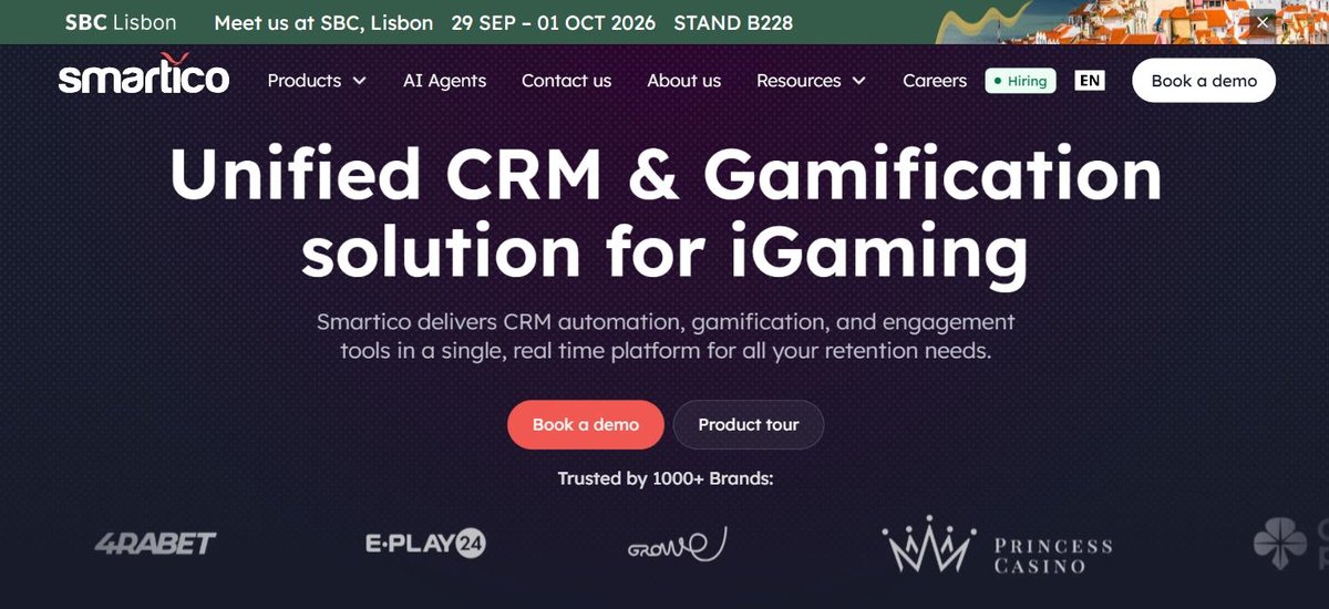 Smartico iGaming CRM homepage