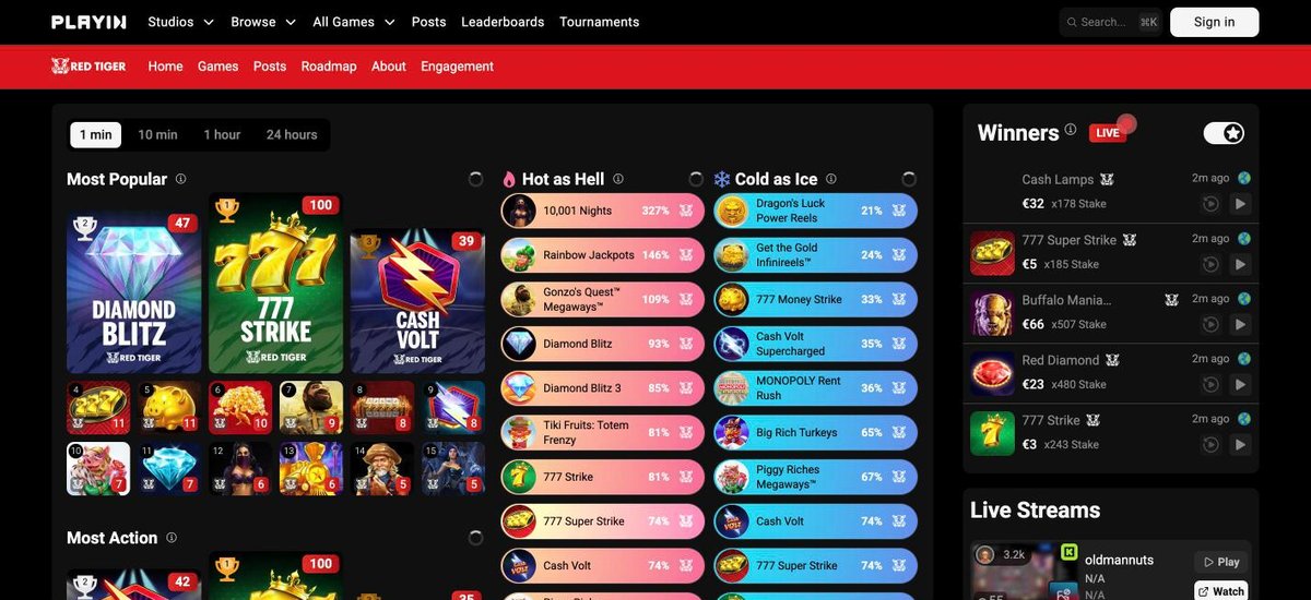 Red Tiger slot provider homepage