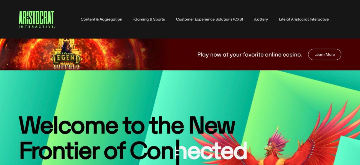 Aristocrat Interactive homepage, home of the former Pariplay Fusion aggregation platform