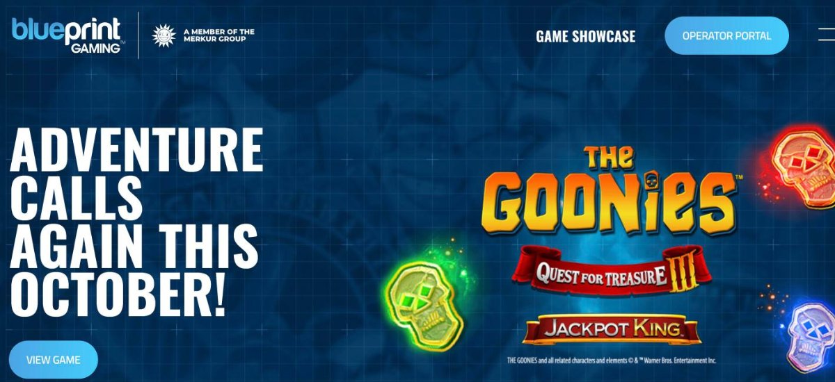 Blueprint Gaming website homepage, UK slot studio with the Jackpot King network