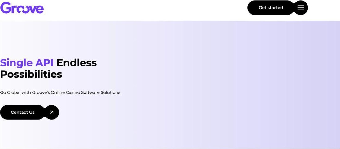 Groove game aggregation page showing its casino content and promotion tools