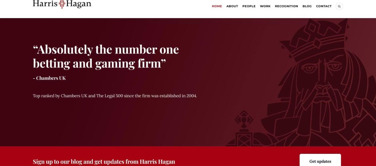 Harris Hagan homepage, a London law firm specialising in UK gambling licensing