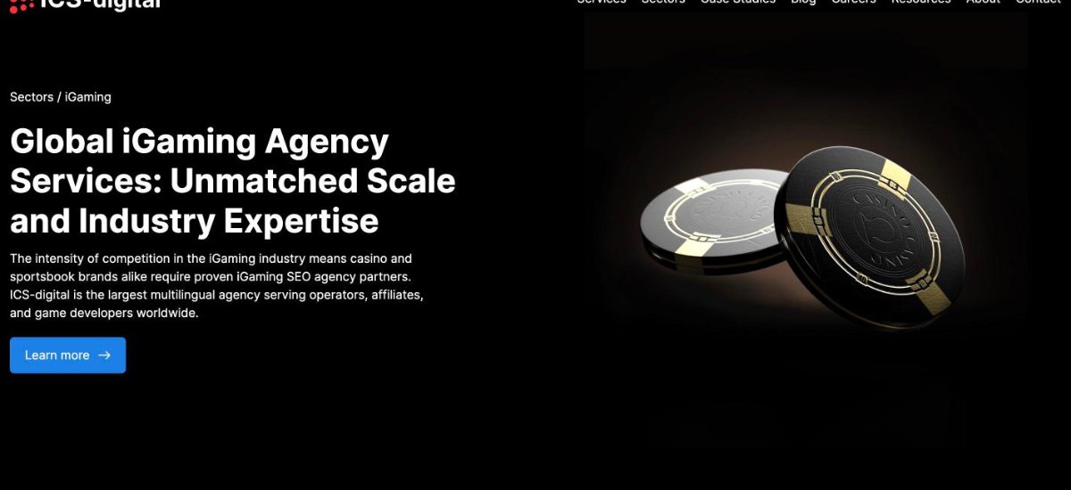 ICS-digital iGaming sector page for multilingual SEO and digital PR