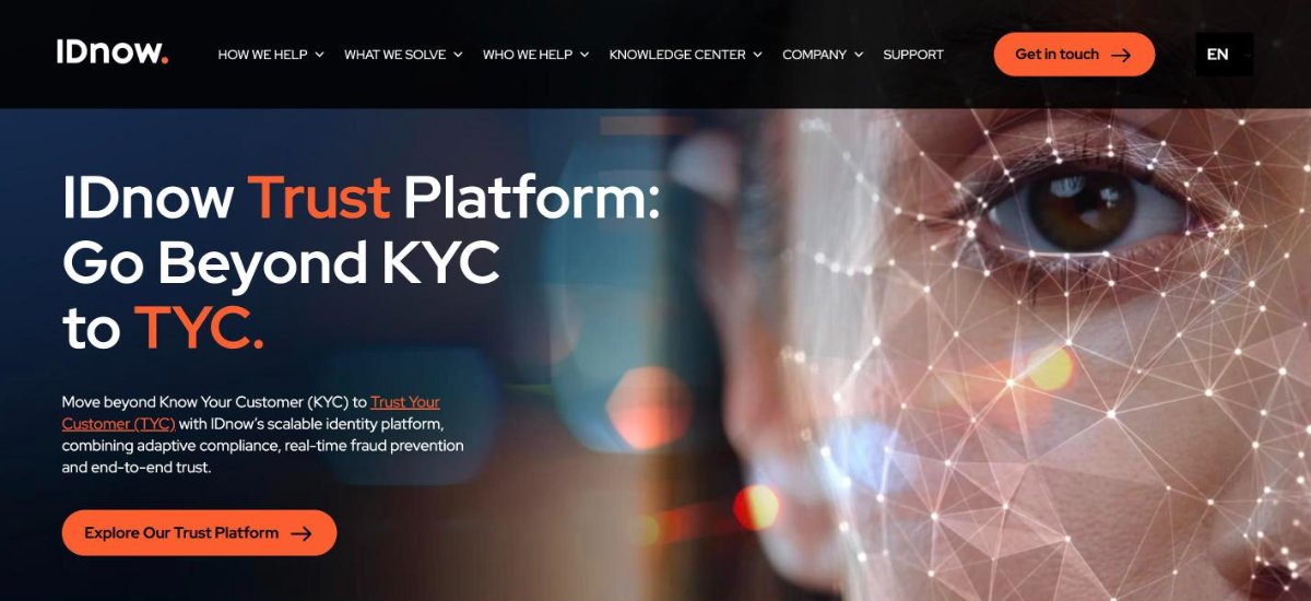 IDnow identity verification homepage
