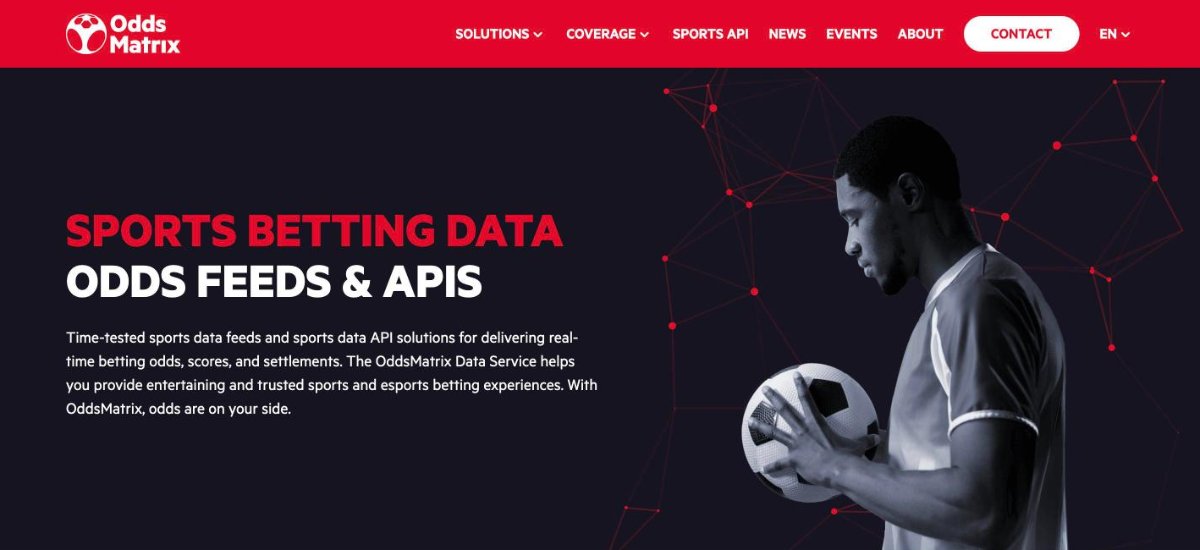 OddsMatrix homepage, the EveryMatrix sportsbook odds and data product