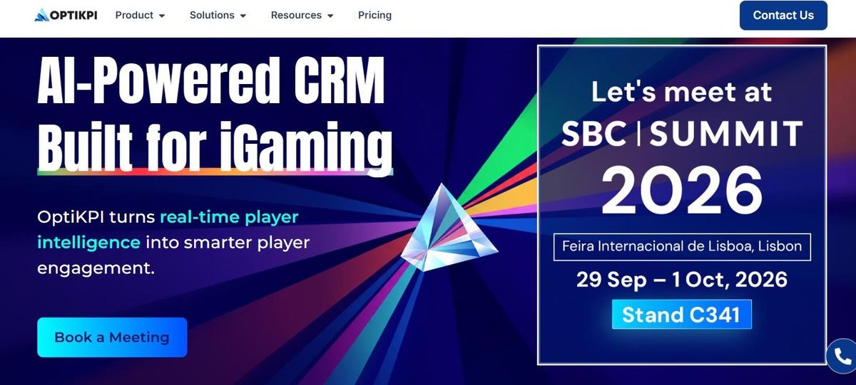 OptiKPI iGaming CRM homepage