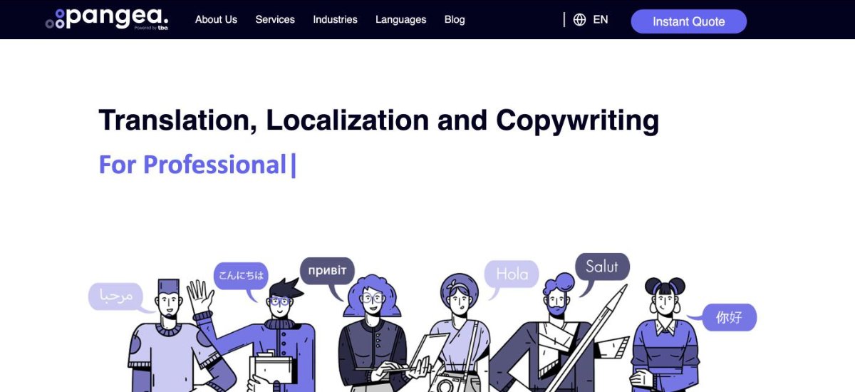 Pangea Localization Services iGaming localization homepage