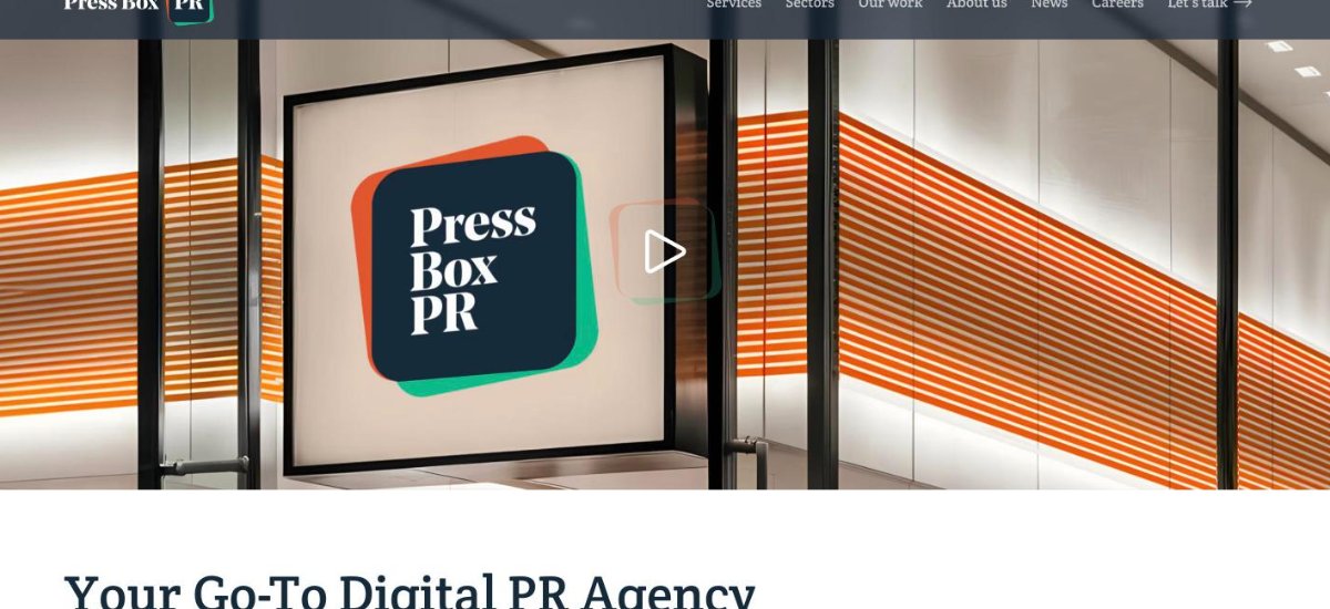 Press Box PR homepage for its gambling PR and brand agency services