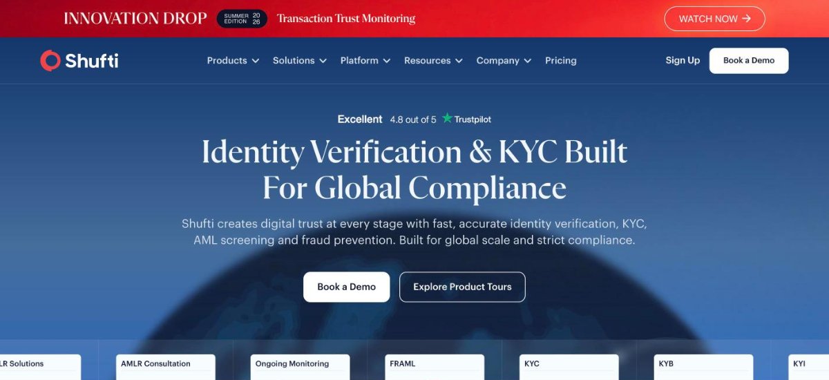 Shufti Pro identity verification homepage for gaming operators