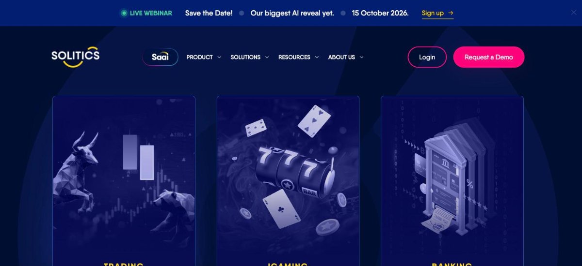 Solitics iGaming CRM homepage