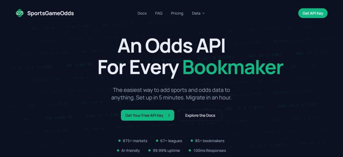 SportsGameOdds odds API homepage