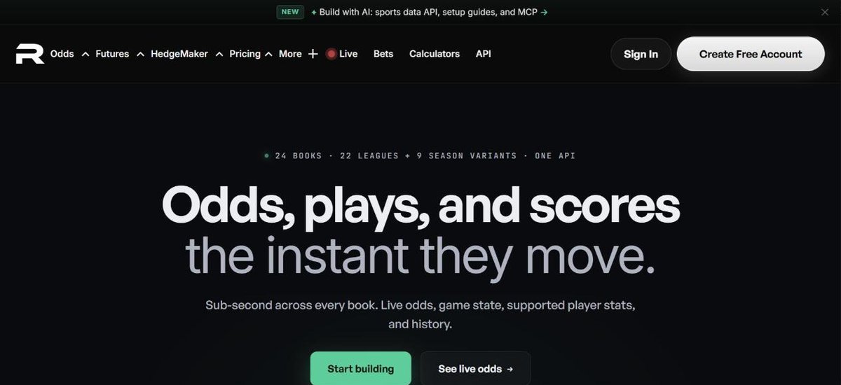 TheRundown odds API homepage