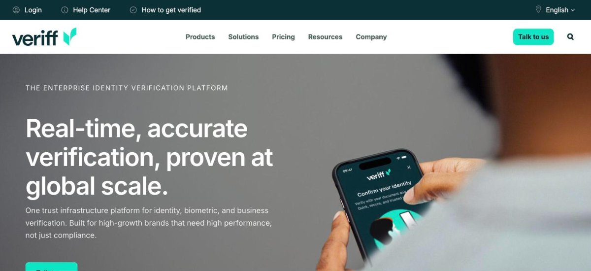 Veriff gaming and gambling identity verification page